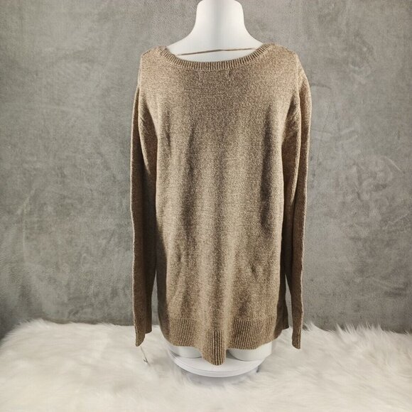 NWT KAREN SCOTT Cable Knit Textured Sweater XL(16-18) Cotton Dark Beige - Picture 9 of 13